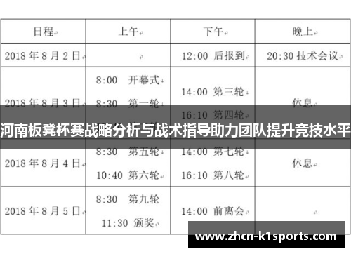 河南板凳杯赛战略分析与战术指导助力团队提升竞技水平